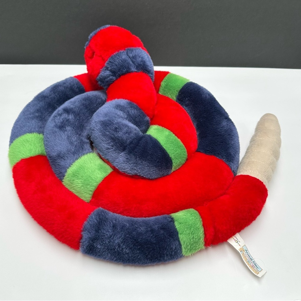 Toys R Us Animal Alley Coiled Rattle Snake 13” Blue Red Y2K Stuffed Animal - Picture 6 of 10